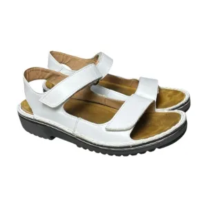 Naot Women's White Leather Karenna Strap Sandals Size 39 US 8-8.5 Hook And Loop