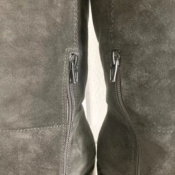 Naturalizer Fae Zipper Block Heel Knee High Boots Black Suede NWOT size 7.5