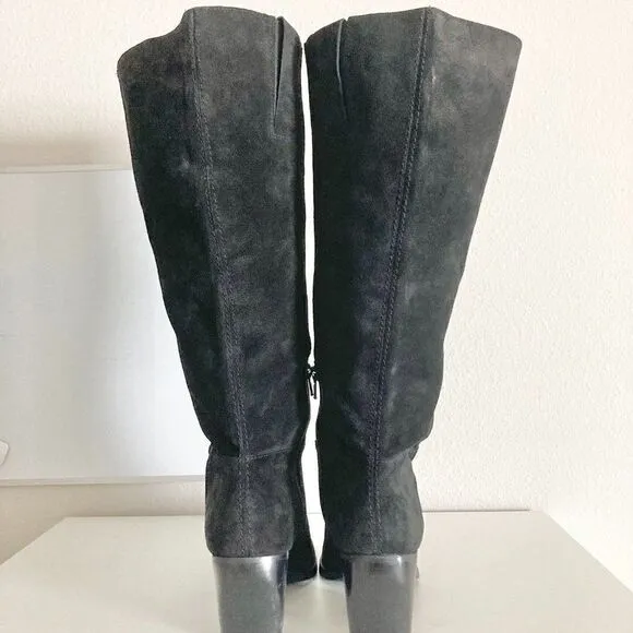 Naturalizer Fae Zipper Block Heel Knee High Boots Black Suede NWOT size 7.5
