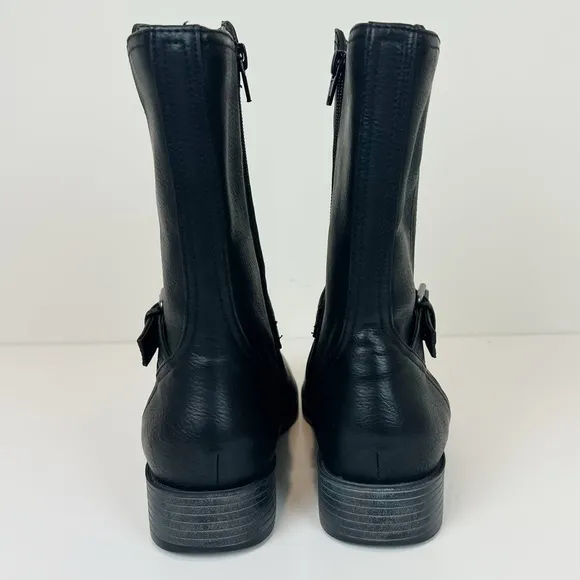 NATURALIZER GLORIAH Boots Women’s Faux Leather Block Heel Mid-calf 8.5 Moto