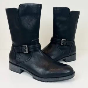 NATURALIZER GLORIAH Boots Women’s Faux Leather Block Heel Mid-calf 8.5 Moto