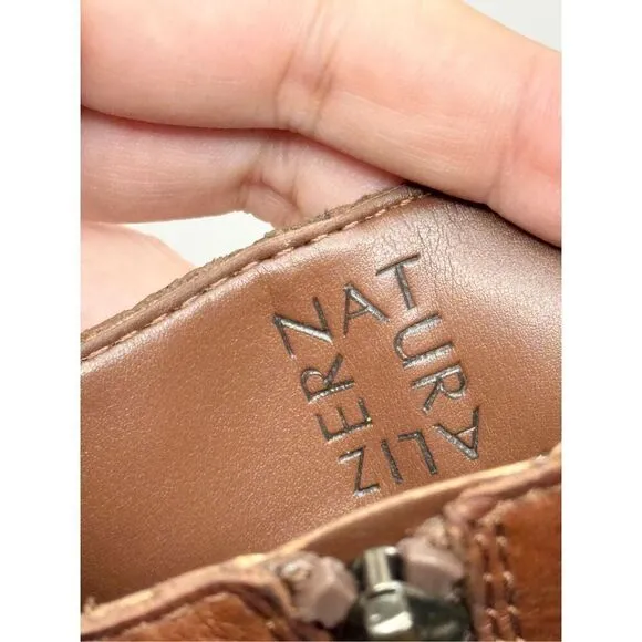 Naturalizer Reid Tall Boots Size 7 Brown Leather Block Heel Cinnamon NEW