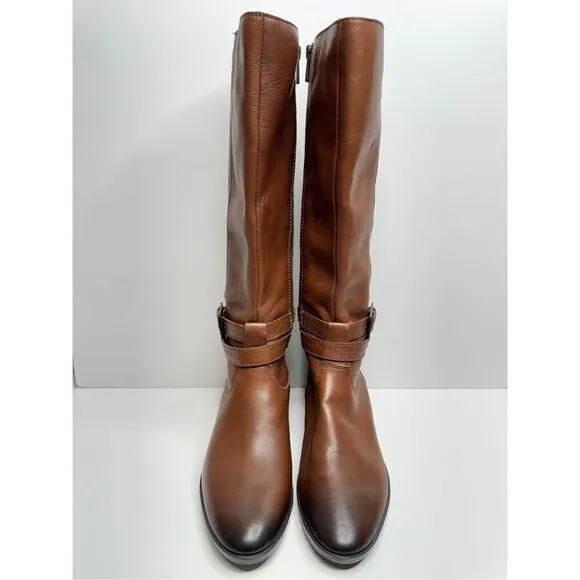 Naturalizer Reid Tall Boots Size 7 Brown Leather Block Heel Cinnamon NEW