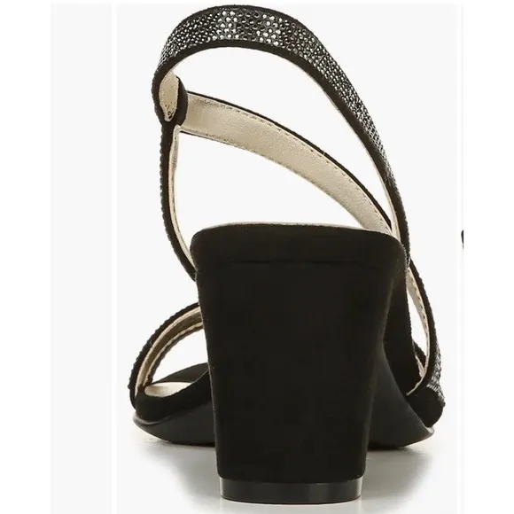 Naturalizer‎ Vanessa 2 Black Microfiber Heeled Sandals 12M NEW