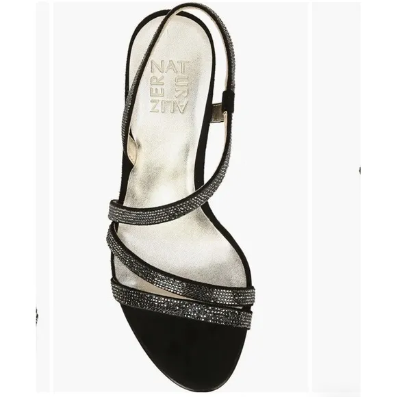 Naturalizer‎ Vanessa 2 Black Microfiber Heeled Sandals 12M NEW