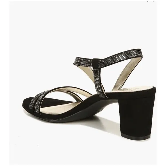 Naturalizer‎ Vanessa 2 Black Microfiber Heeled Sandals 12M NEW