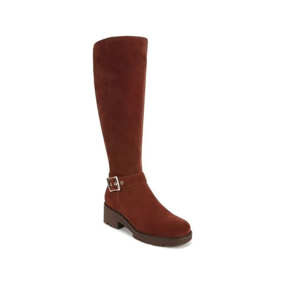 NATURALIZER Womens Brown Wide Calf Darry Block Heel Leather Boots Shoes 8.5 W WC