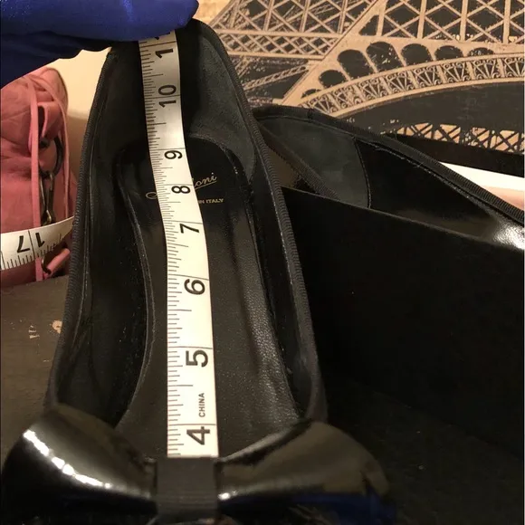 Nebuloni Wedge Patent Leather Peep Toe Heels Bow