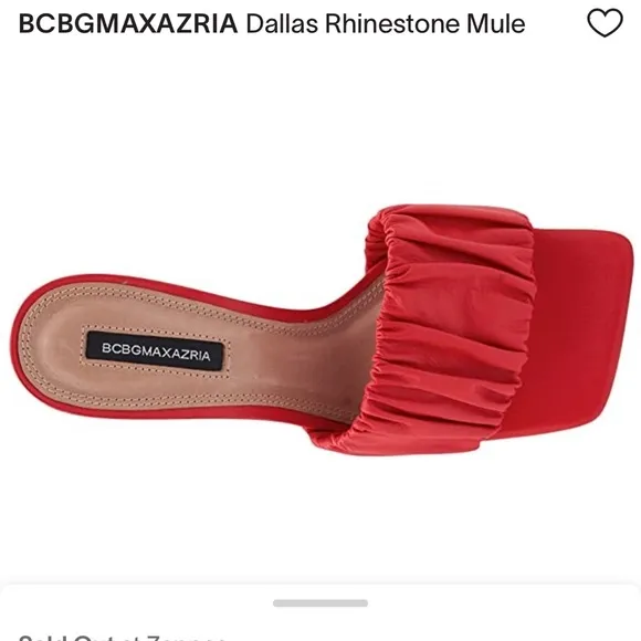 NEW $219 BCBGMAXAZRIA Dallas Red Ruched Heel mule sandals women size 6