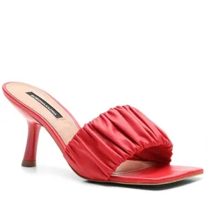 NEW $219 BCBGMAXAZRIA Dallas Red Ruched Heel mule sandals women size 6
