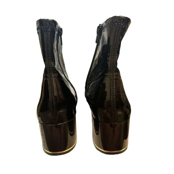 NEW Aldo sleek block gold lined heel square toe zip up boots sz 8.5