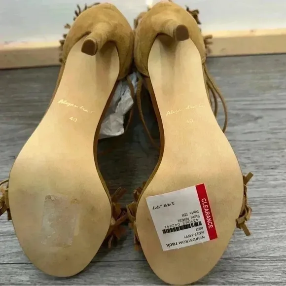 *NEW* Alejandra G. Heels - Size 40 (US 9) Suede Fringe Tan High Heel Sandal