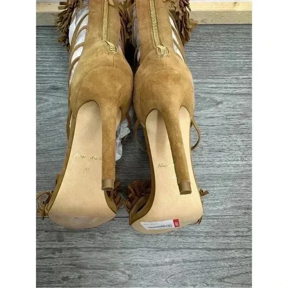 *NEW* Alejandra G. Heels - Size 40 (US 9) Suede Fringe Tan High Heel Sandal