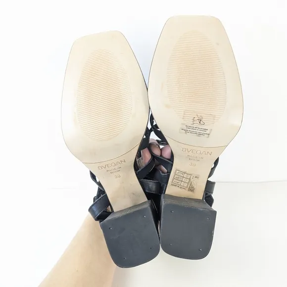 NEW Aloha SVEGAN Rollers Vegan Leather Platform Heel Black Size 7.5 (38)