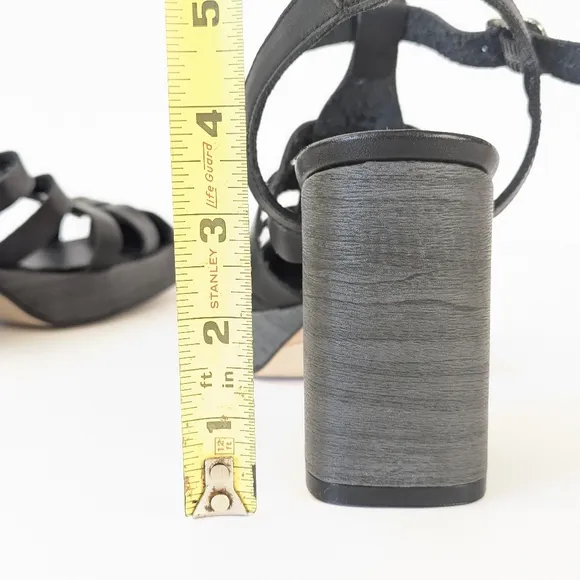 NEW Aloha SVEGAN Rollers Vegan Leather Platform Heel Black Size 7.5 (38)