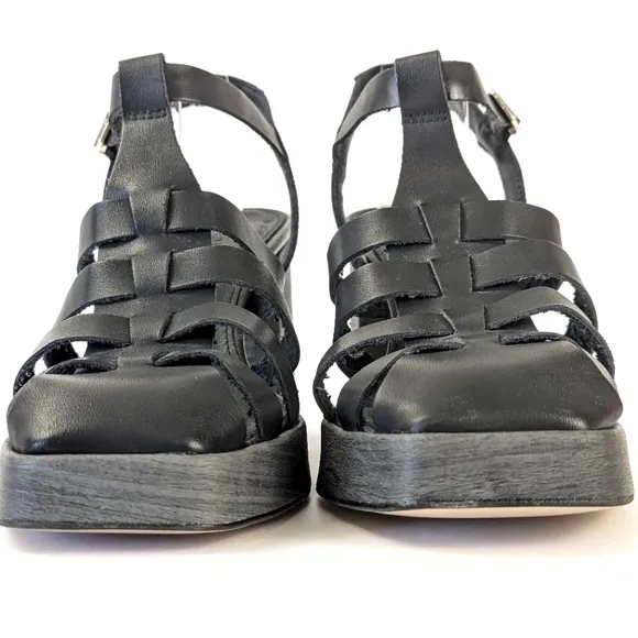 NEW Aloha SVEGAN Rollers Vegan Leather Platform Heel Black Size 7.5 (38)
