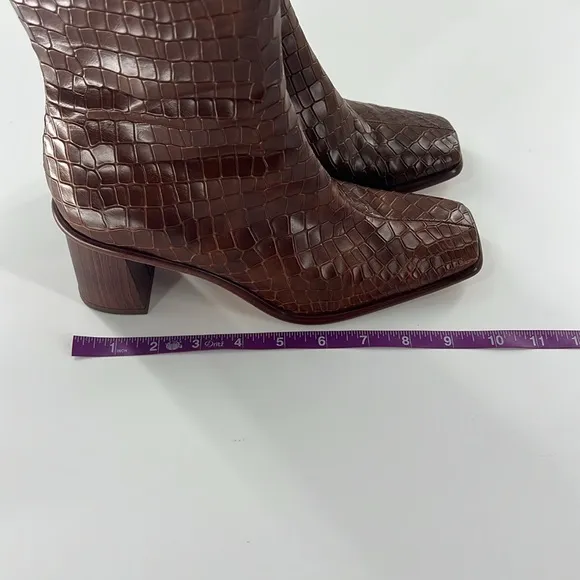 NEW Alohas Brown Croc-Embossed Ankle Boots size 38