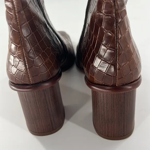 NEW Alohas Brown Croc-Embossed Ankle Boots size 38