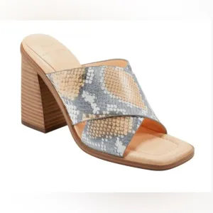 NEW- BARLI HEELED SLIDE SANDALMARC FISHER LTD. Orange Multi Snake Sandal Size 8
