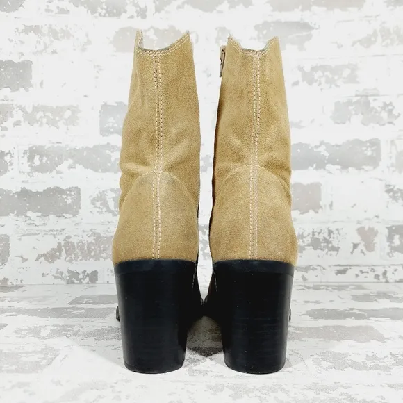 New BP. Surina Tan Suede Block Heel Pointy Toe Western Boots M466