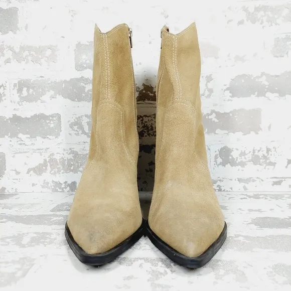 New BP. Surina Tan Suede Block Heel Pointy Toe Western Boots M466