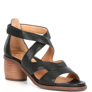 NEW Brioso Verandah Leather Block Heel Comfort Sandals in Black