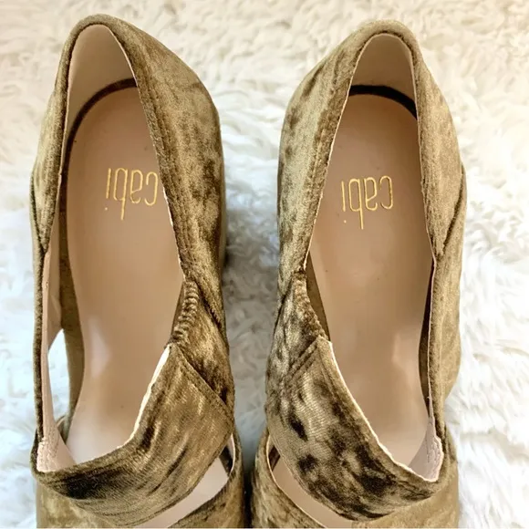 NEW CAbi Crushed Velvet Block Heels