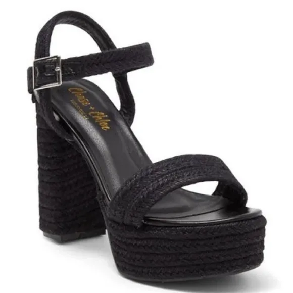 NEW! Chase &amp; Chloe Black Lorelie Platform Heeled Sandal - Size 8