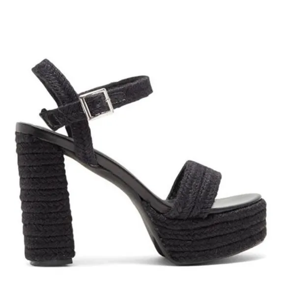 NEW! Chase &amp; Chloe Black Lorelie Platform Heeled Sandal - Size 8