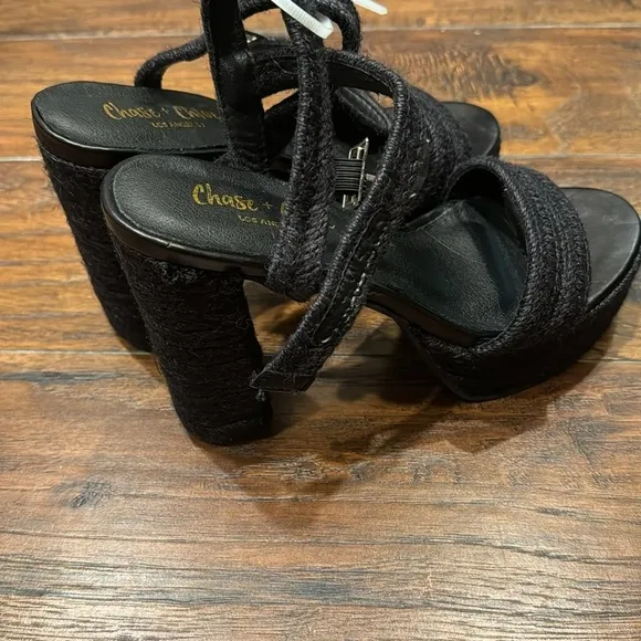 NEW! Chase &amp; Chloe Black Lorelie Platform Heeled Sandal - Size 8