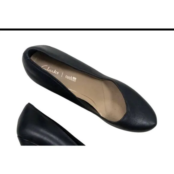 New Clark's Collection AMBYR Joy black leather high heel business size 8 NWT