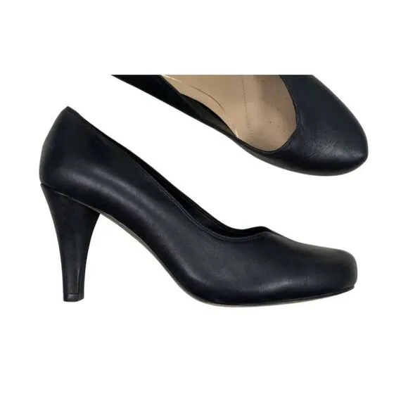 New Clark's Collection AMBYR Joy black leather high heel business size 8 NWT
