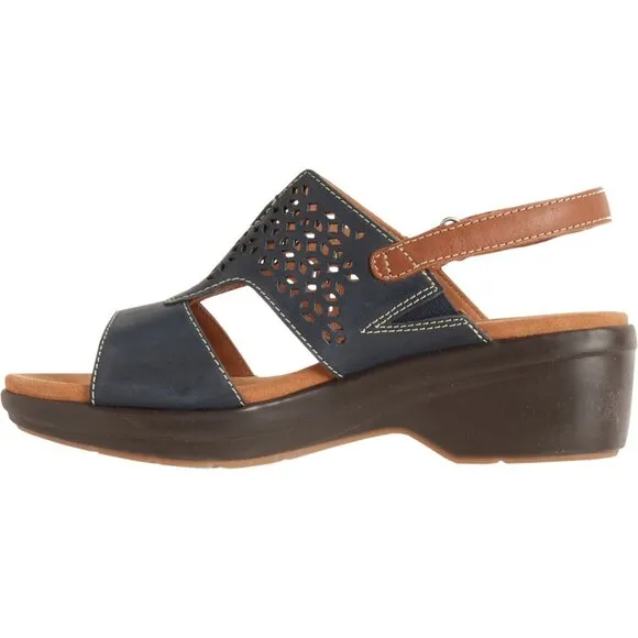 NEW Clarks Tuleah Sun Wedge Sandals - Leather For Women in Navy Leather  253