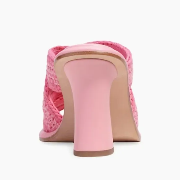 NEW COACH’s Quintin 60MM Crochet leather sculptural heel sandalsBarbie Pink