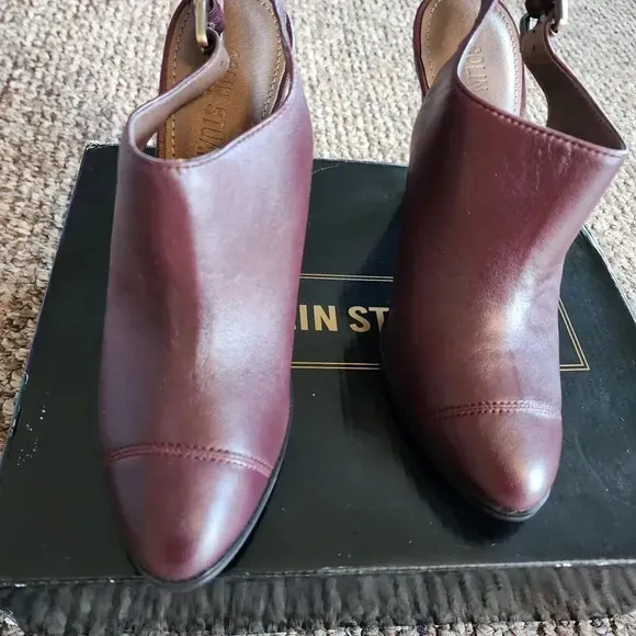 New Colin Stuart Shoes Women's Size 8 Brown Leather Block High Heel Pointed Toe