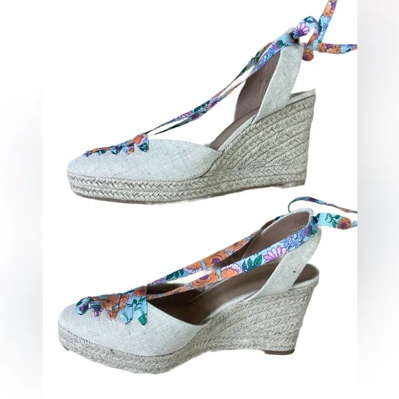 New Crown &amp; Ivy Natural Lawndale Wedge Espadrille Wedge Size 10