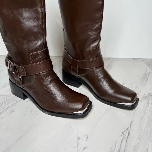 New! Dolce Vita Evi Brown Leather Harness Boot 8 1/2