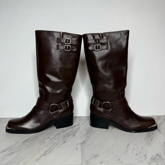 New! Dolce Vita Evi Brown Leather Harness Boot 8 1/2