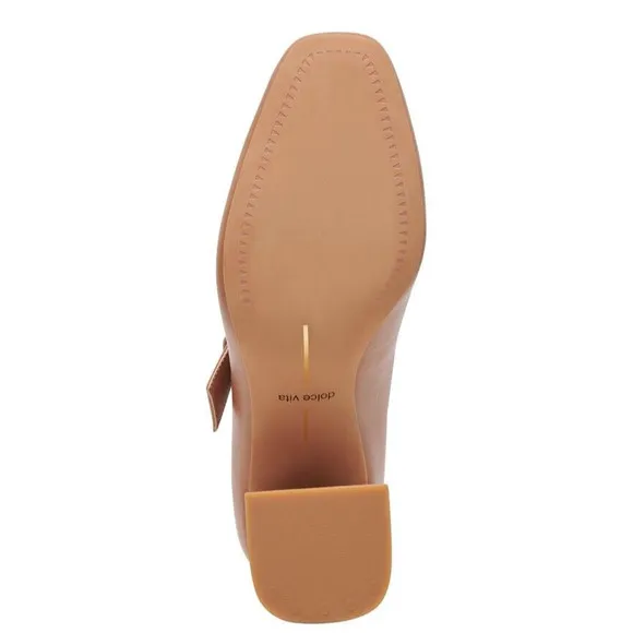 NEW Dolce Vita Womens Lakota Mary Jane Pumps Caramel Brown Leather Size 7.5
