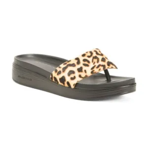 NEW DONALD PLINER Haircalf Wedge Sandals Leopard black 460mn