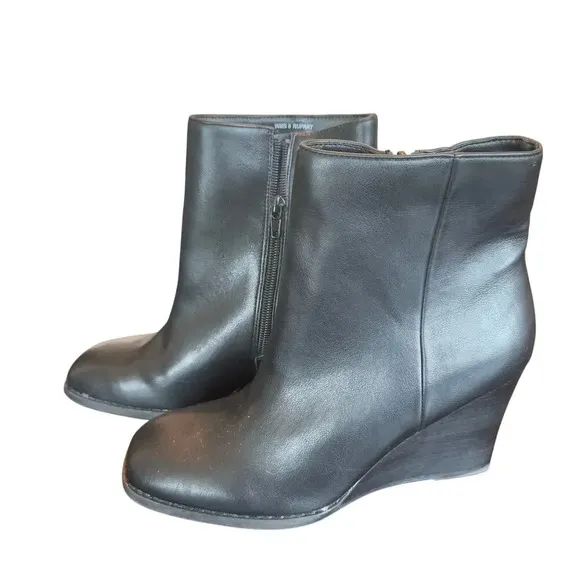 New DV by Dolce Vita Rupert  3&quot; Wedge Side Zip Vegan Leather Boot Women's 8