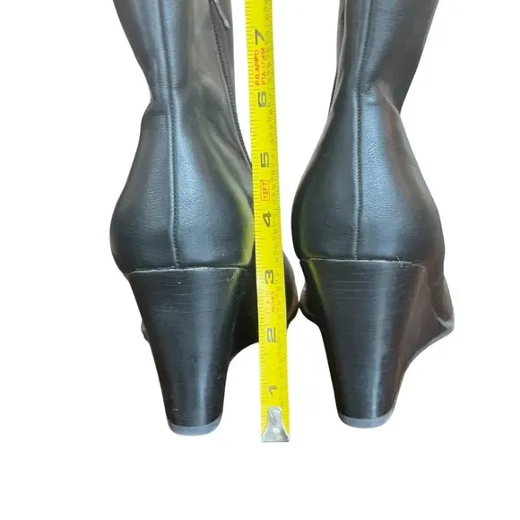 New DV by Dolce Vita Rupert  3&quot; Wedge Side Zip Vegan Leather Boot Women's 8