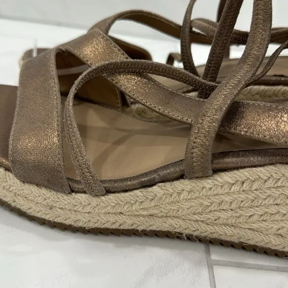 NEW! Eileen Fisher Wanda Metallic Suede Espadrille - Size 8.5