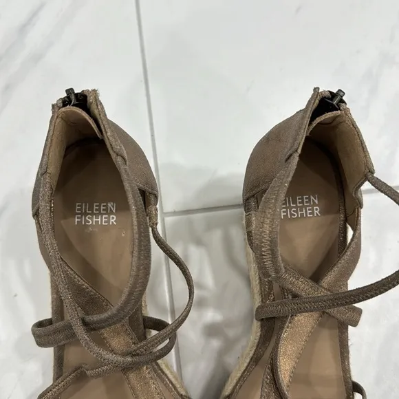 NEW! Eileen Fisher Wanda Metallic Suede Espadrille - Size 8.5