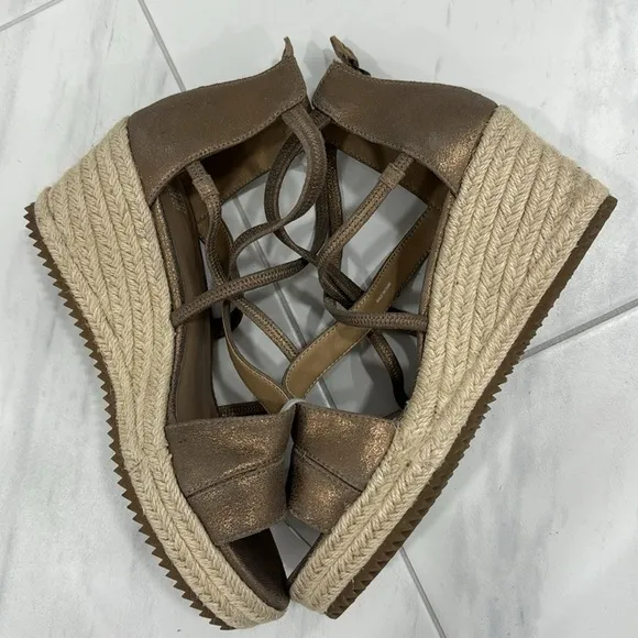 NEW! Eileen Fisher Wanda Metallic Suede Espadrille - Size 8.5