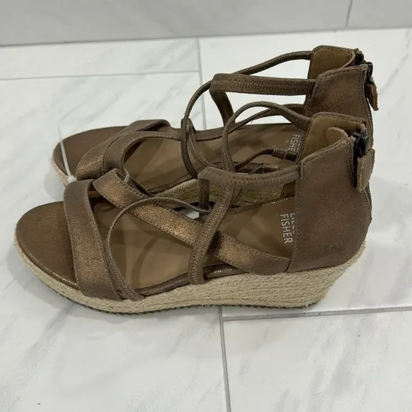 NEW! Eileen Fisher Wanda Metallic Suede Espadrille - Size 8.5