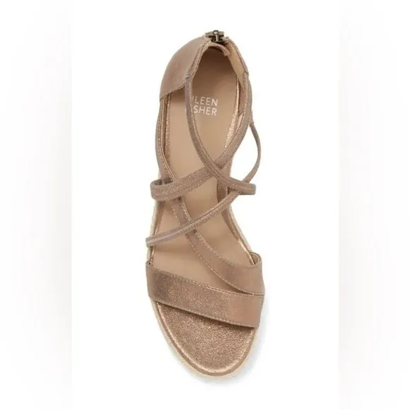 NEW! Eileen Fisher Wanda Metallic Suede Espadrille - Size 8.5
