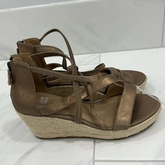 NEW! Eileen Fisher Wanda Metallic Suede Espadrille - Size 8.5