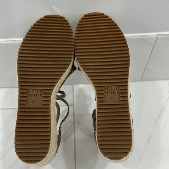 NEW! Eileen Fisher Wanda Metallic Suede Espadrille - Size 8.5