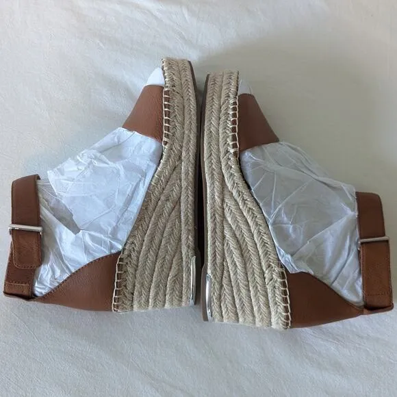 New Franco Sarto Clemens Raffia Espadrille Tan Wedge Sandals size 8.5